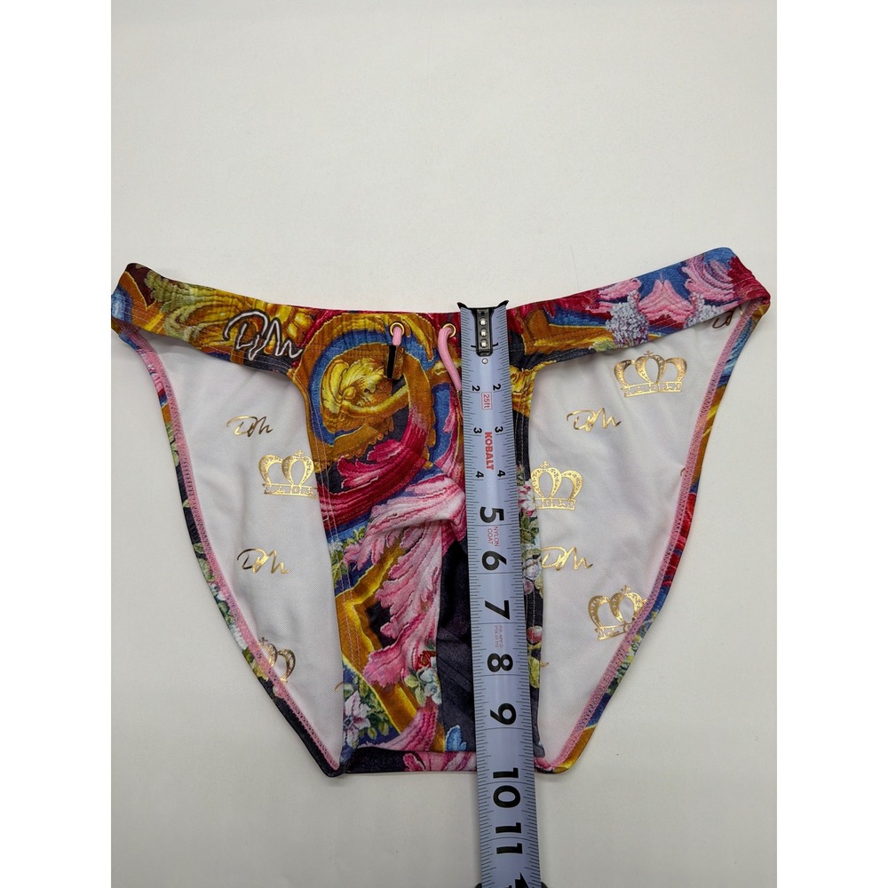 Danny Miami Men Baroque Floral Swim Briefs Multicolor Gold Crown Large NEW - Picture 6 of 7